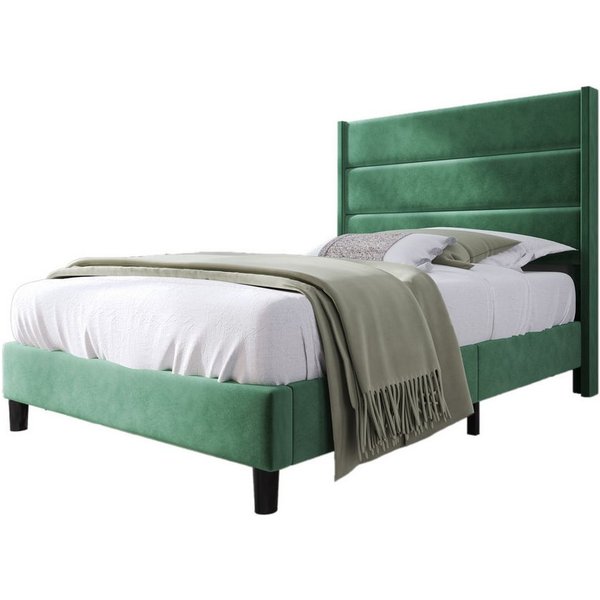Flieks Polsterbett, Holzbett Einzelbett mit Lattenrost Samt 90x200cm