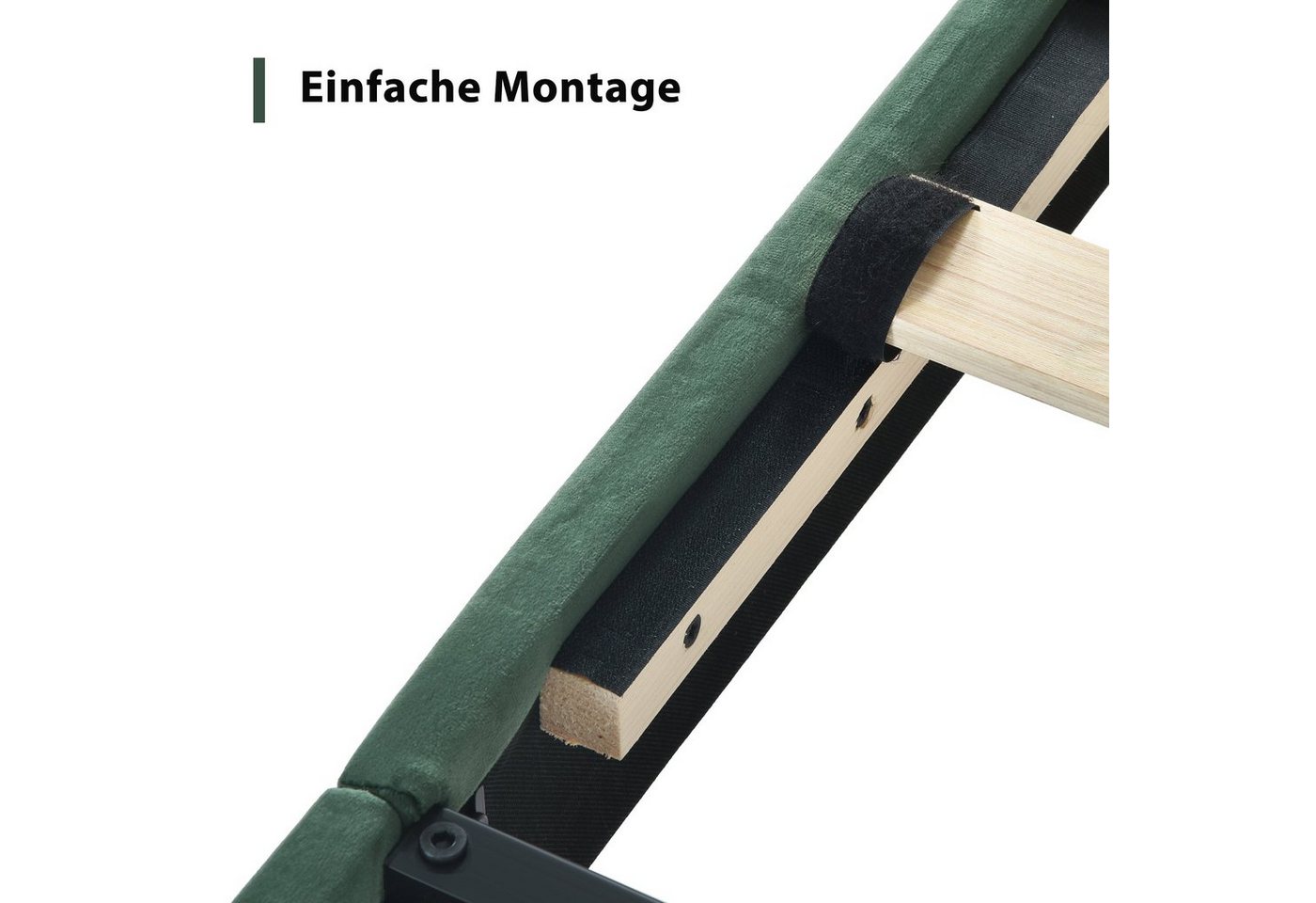 Flieks Polsterbett, Holzbett Einzelbett mit Lattenrost Samt 90x200cm – Bild 5 von 5