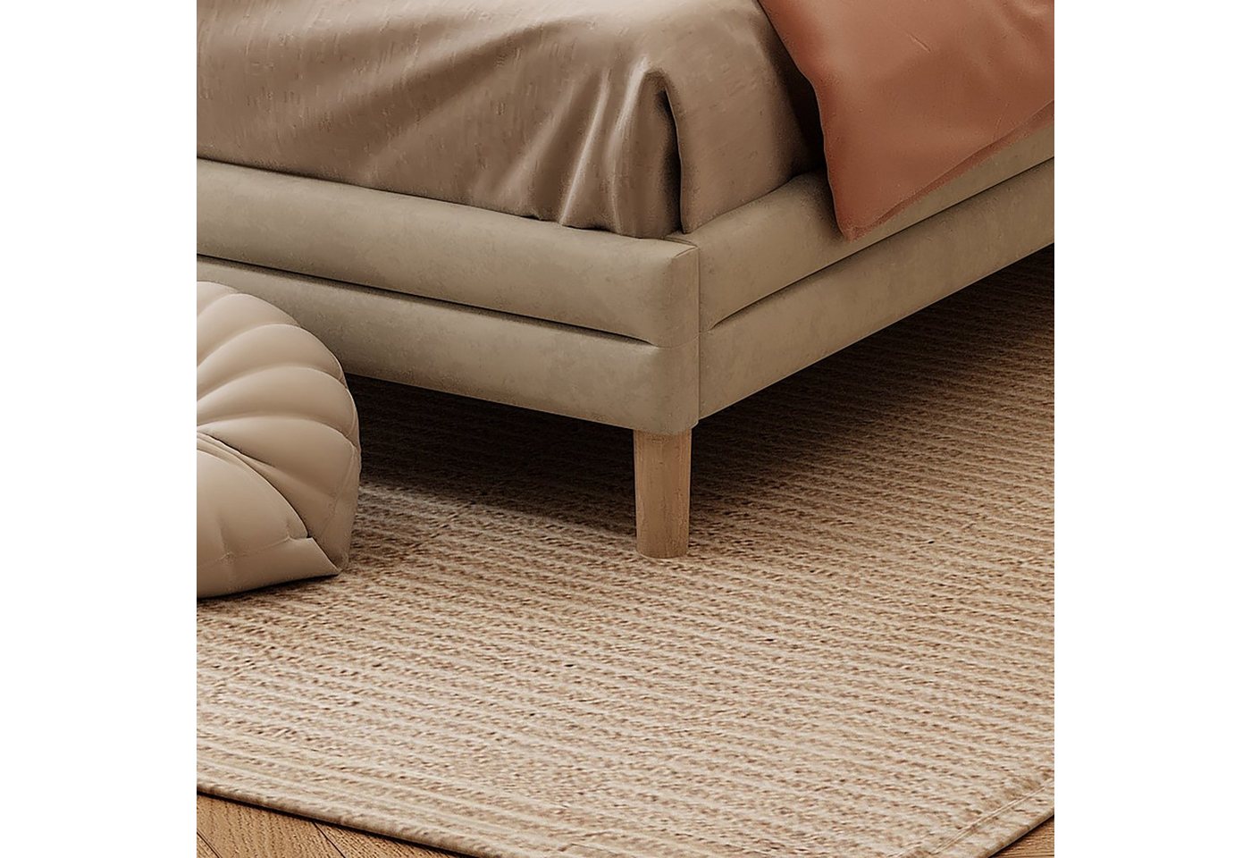 Flieks Polsterbett, LED Beleuchtung Kinderbett Einzelbett mit Wolkenform Kopfteil 90x200cm – Bild 5 von 5