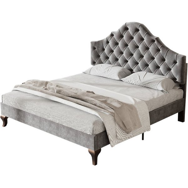 Flieks Polsterbett, Samt Einzelbett mit höhenverstellbarem Kopfteil 90x200cm