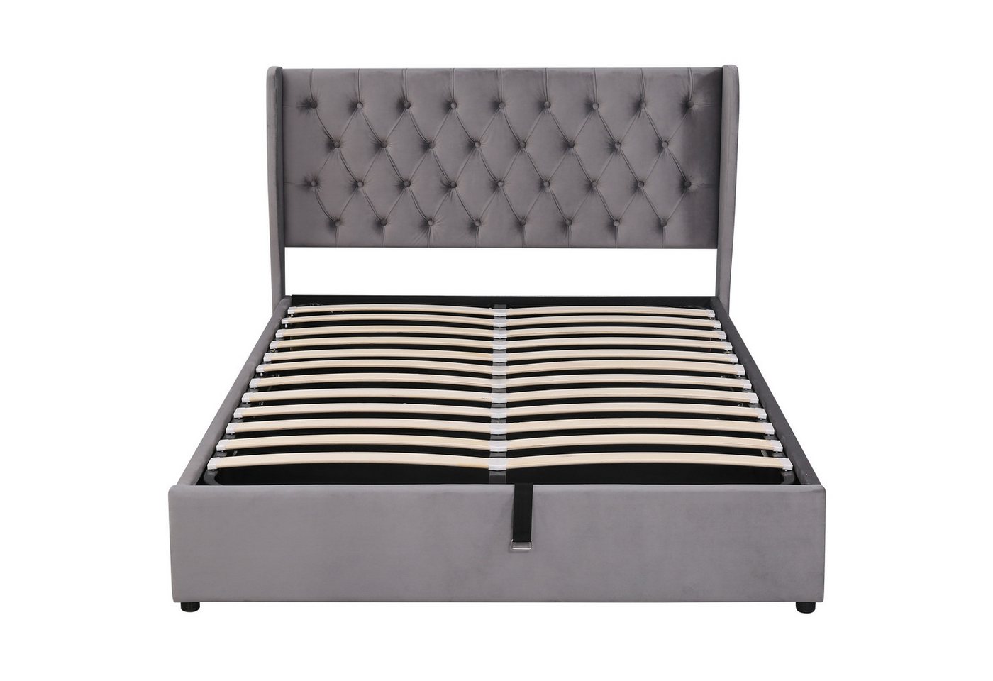 Flieks Polsterbett, Staumraumbett Doppelbett Kiefernholz Flanell 140*200cm – Bild 4 von 5
