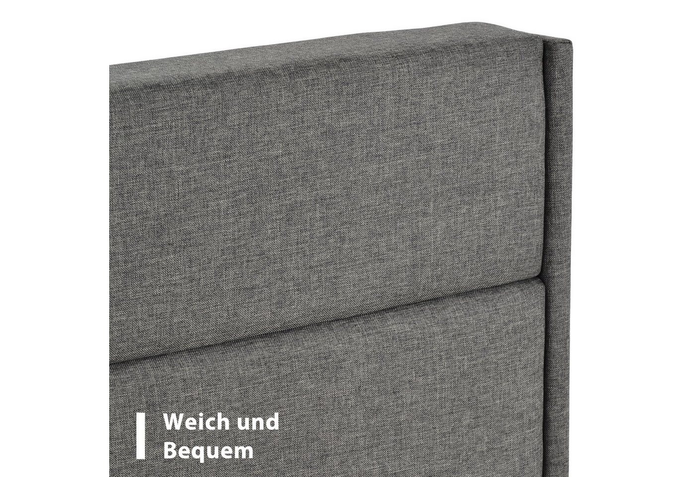 Flieks Polsterbett, Holzbett Einzelbett mit Lattenrost Leinen 90x200cm – Bild 5 von 5