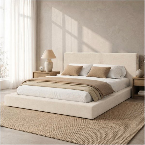 Flieks Polsterbett, Doppelbett 180x200cm mit Lattenrost und gepolstertem Kopfteil