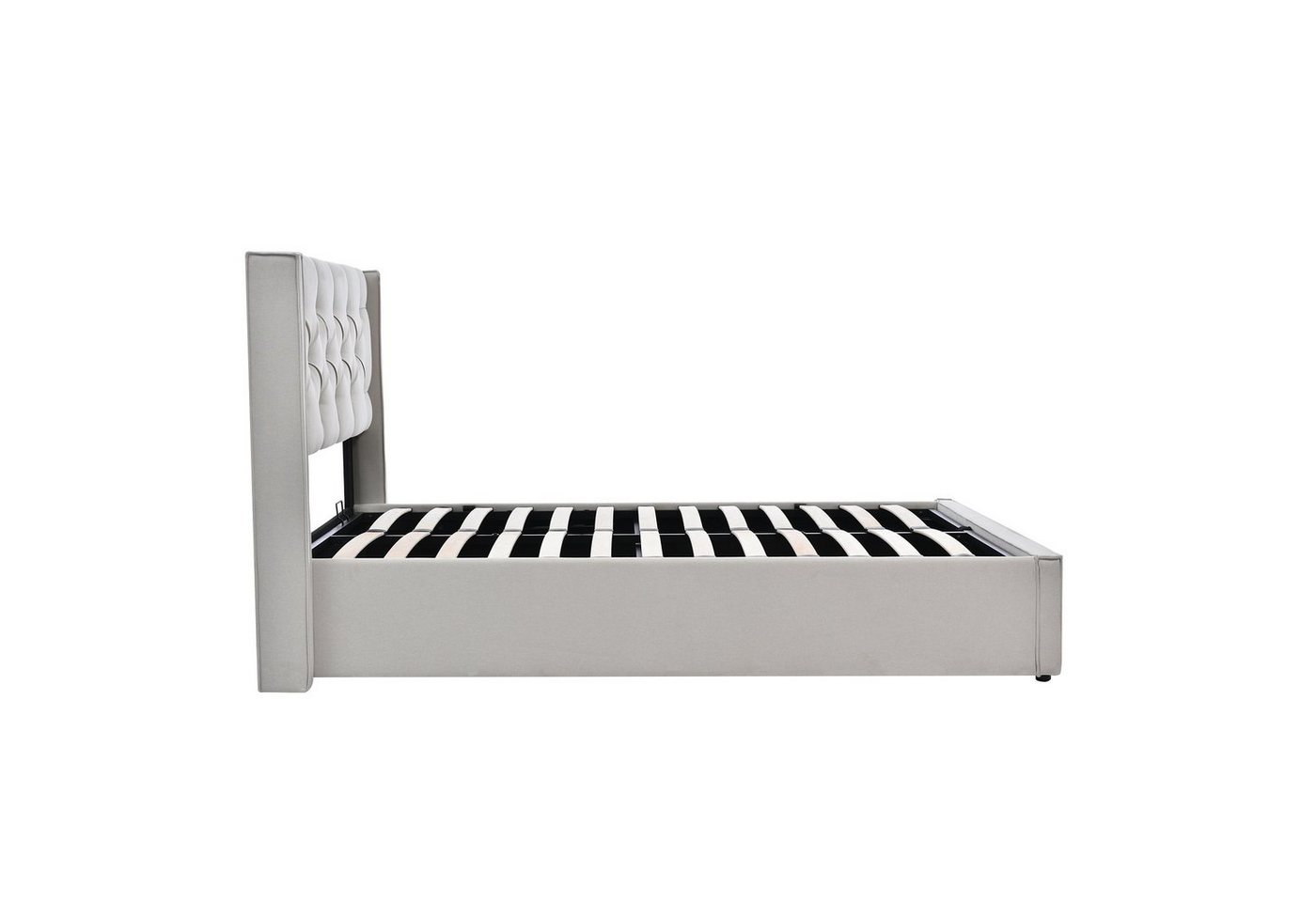 Flieks Polsterbett, Hydraulisches Doppelbett Stauraumbett Baumwolle 140x200cm – Bild 4 von 5