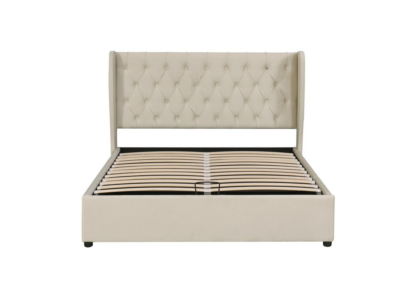 Flieks Polsterbett, Staumraumbett Doppelbett Kiefernholz Flanell 140*200cm – Bild 4 von 5