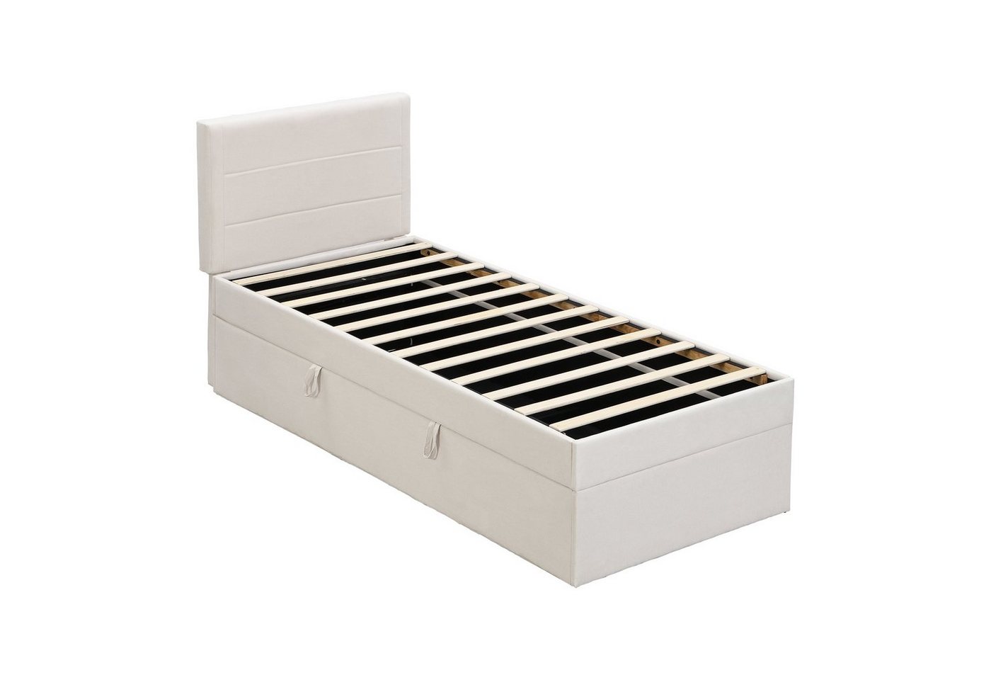 Flieks Polsterbett, Boxbett Einzelbett mit Stauraum Leinen 90x200cm – Bild 5 von 5