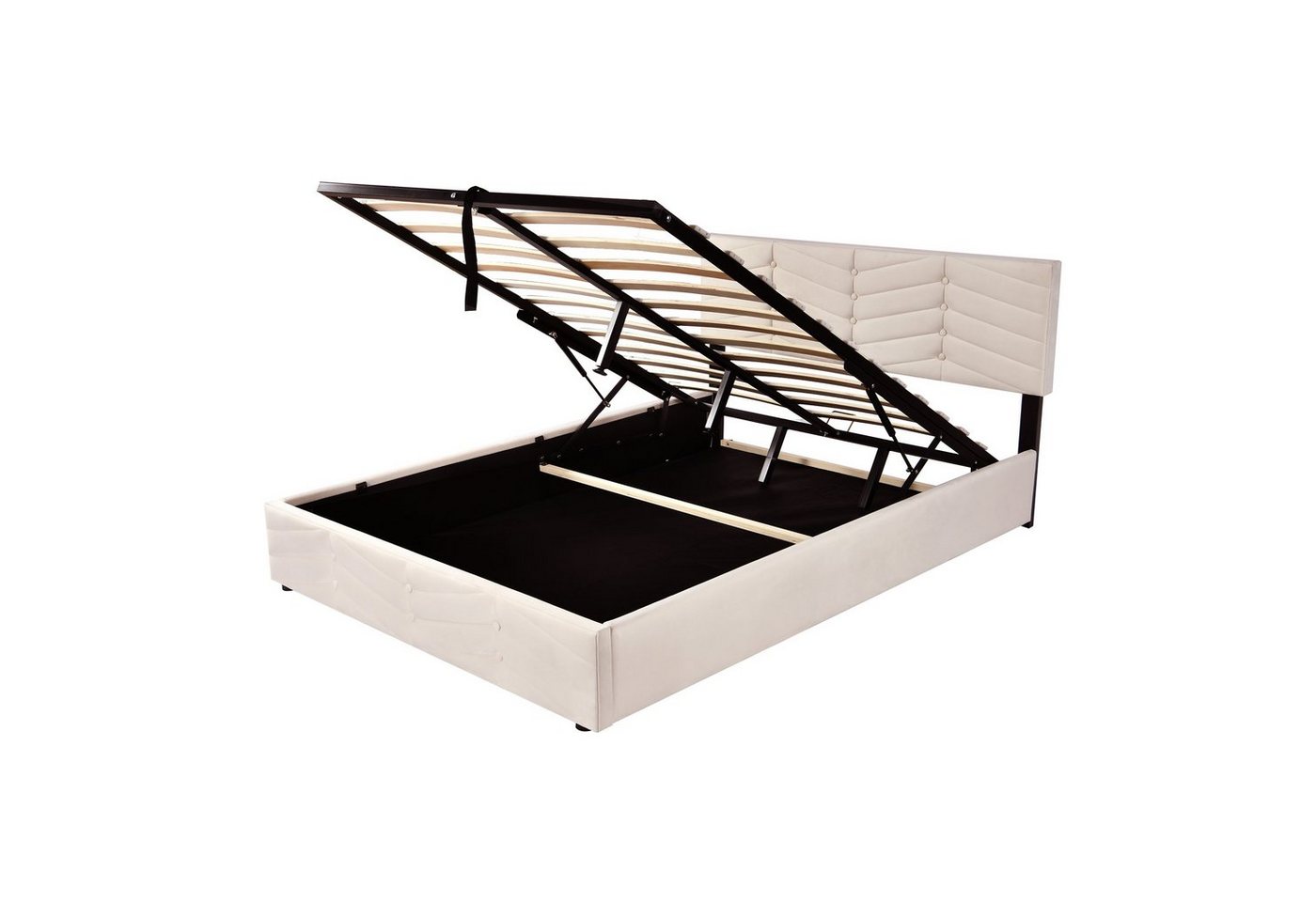 Flieks Polsterbett, Hydraulisches Doppelbett Funktionsbett 140x190cm Samt – Bild 5 von 5