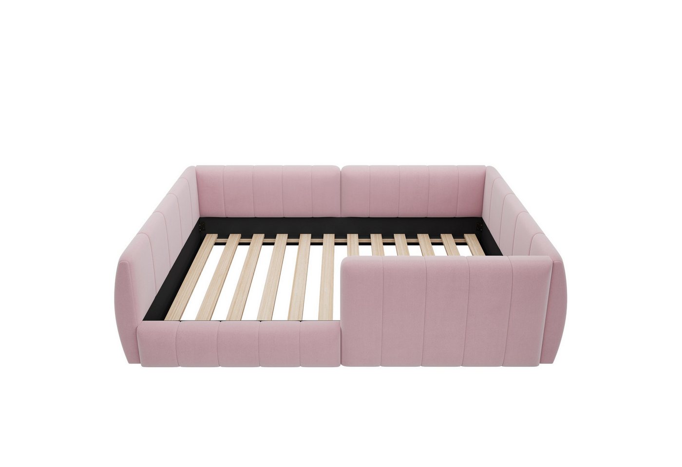 Flieks Polsterbett, Daybett Kinderbett Bodenbett 90x200cm mit Sicherheitsgeländer – Bild 5 von 5