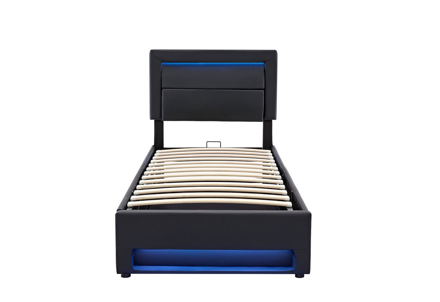 Flieks Polsterbett, LED Einzelbett 90x190cm mit USB-Anschluss und hydraulischem Stauraum – Bild 5 von 5