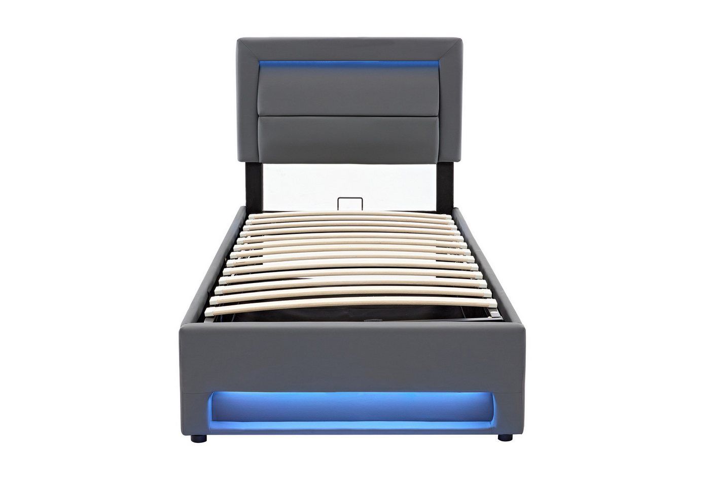 Flieks Polsterbett, LED Einzelbett 90x190cm mit USB-Anschluss und hydraulischem Stauraum – Bild 5 von 5