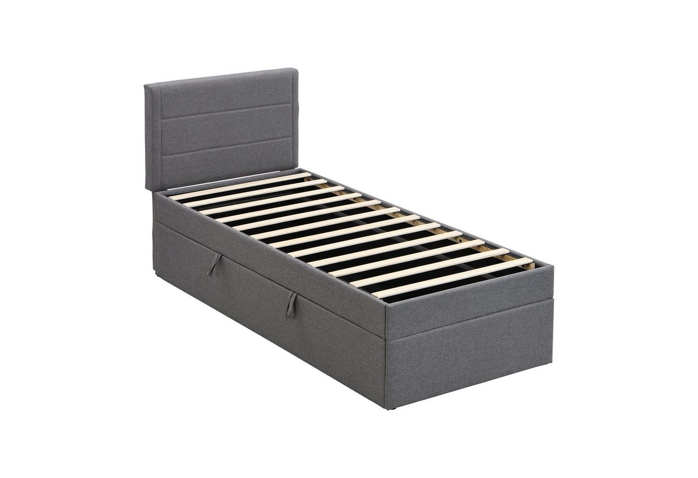 Flieks Polsterbett, Boxbett Einzelbett mit Stauraum Leinen 90x200cm – Bild 5 von 5