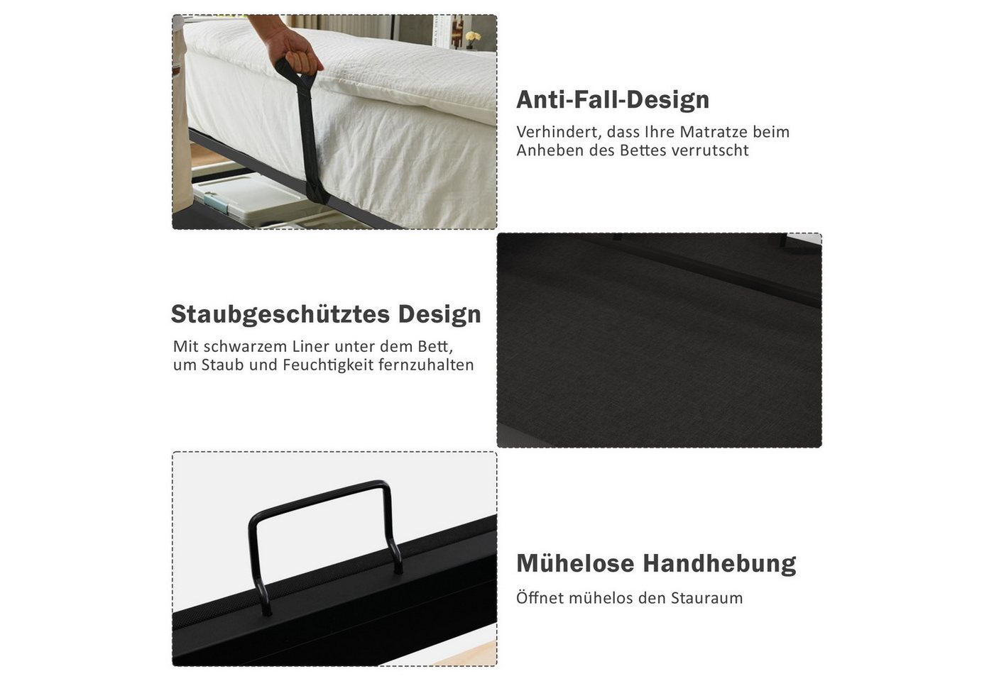 Flieks Polsterbett, Hydraulisches Kinderbett Einzelbett 90x200cm Halbkreisbogen-Kopfteil – Bild 5 von 5