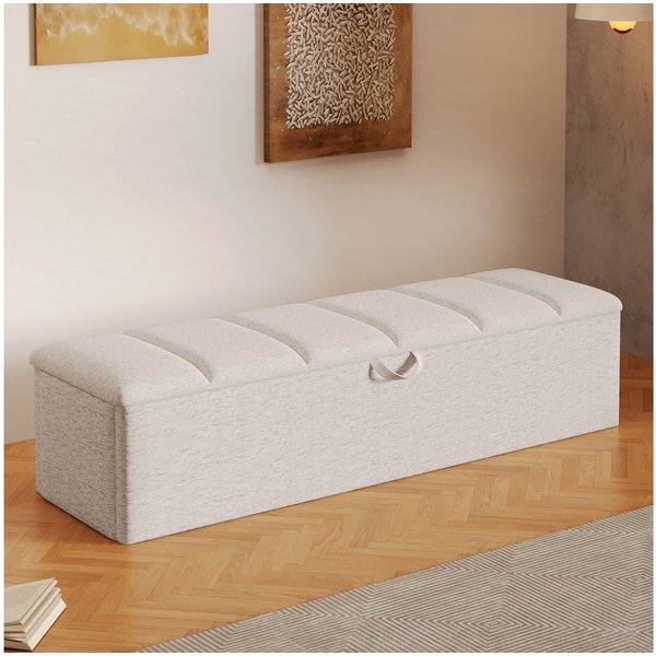 Flieks Polsterhocker, Betthocker Sitzhocker 113x32x36cm mit innerem Staufach
