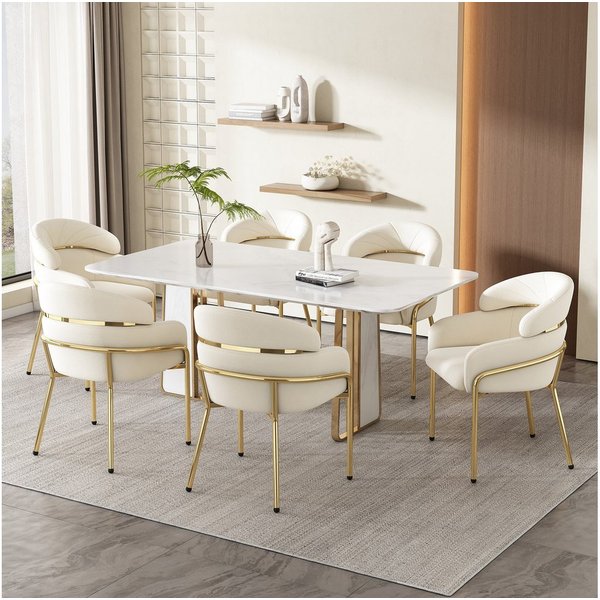Flieks Polsterstuhl (Set, 6 St), 6er Set Esszimmerstühle Armlehnstühle Schminkstuhl Wohnzimmer Samt