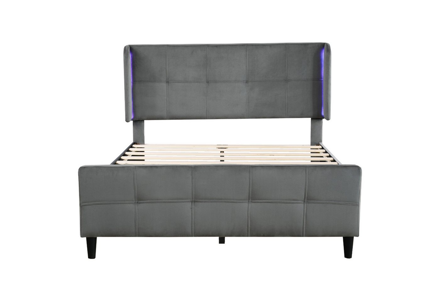 Flieks Schlafzimmer-Set, (1-tlg), LED Beleuchtung Polsterbett 140x200cm Samtbezug – Bild 5 von 5