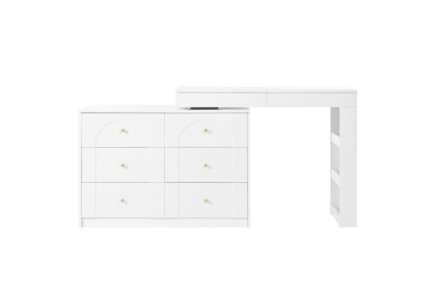 Flieks Schminktisch, Schminkkommode 105x40x80cm mit drehbarem Beistelltisch und LED Spiegel – Bild 4 von 5