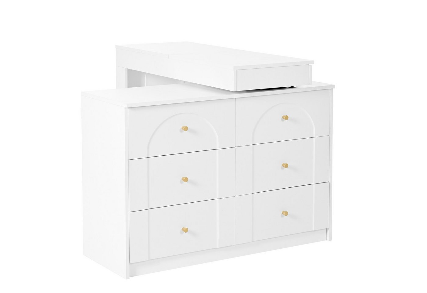 Flieks Schminktisch, Schminkkommode 105x40x80cm mit drehbarem Beistelltisch und LED Spiegel – Bild 5 von 5