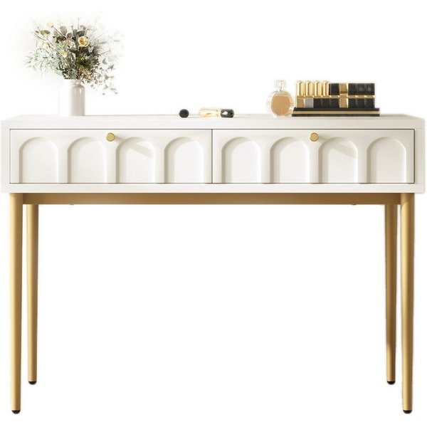 Flieks Schminktisch, Sideboard Schubladenkommode mit 2 Schubladen 100x45x76.5cm ohne Stuhl