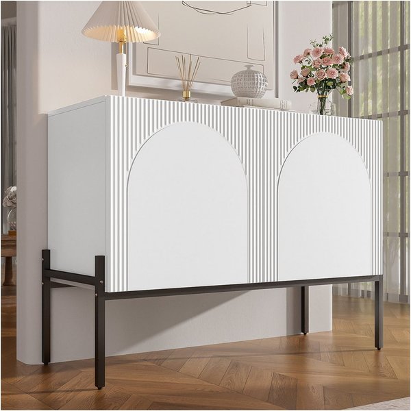 Flieks Sideboard mit 2 Türen, verstellbarer Einlegeböden und Metallbeinen (100x40x75 cm, 1 St., Schrank für Wohnzimmer, Esszimmer, Schlafzimmer), Kommode Mehrzw