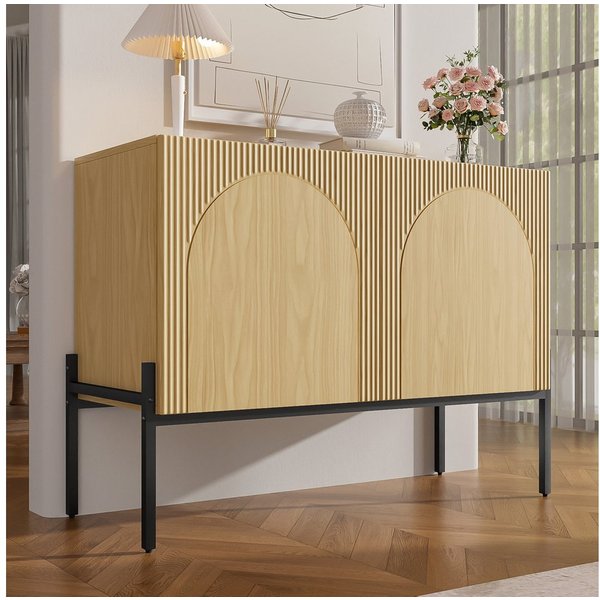 Flieks Sideboard mit 2 Türen, verstellbarer Einlegeböden und Metallbeinen (100x40x75 cm, 1 St., Schrank für Wohnzimmer, Esszimmer, Schlafzimmer), Kommode Mehrzw