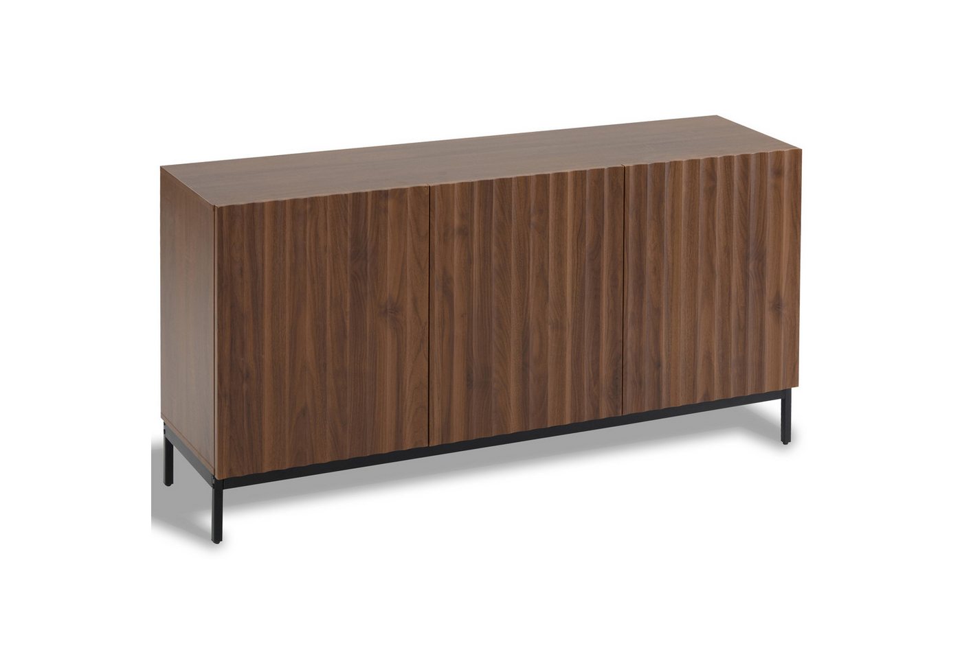 Flieks Sideboard mit 3 Türen Eichefarbe (1 St., 150x40x80 cm), Küchenschrank Wohnzimmer Kommode, verstellbare Einlegeböden – Bild 4 von 5