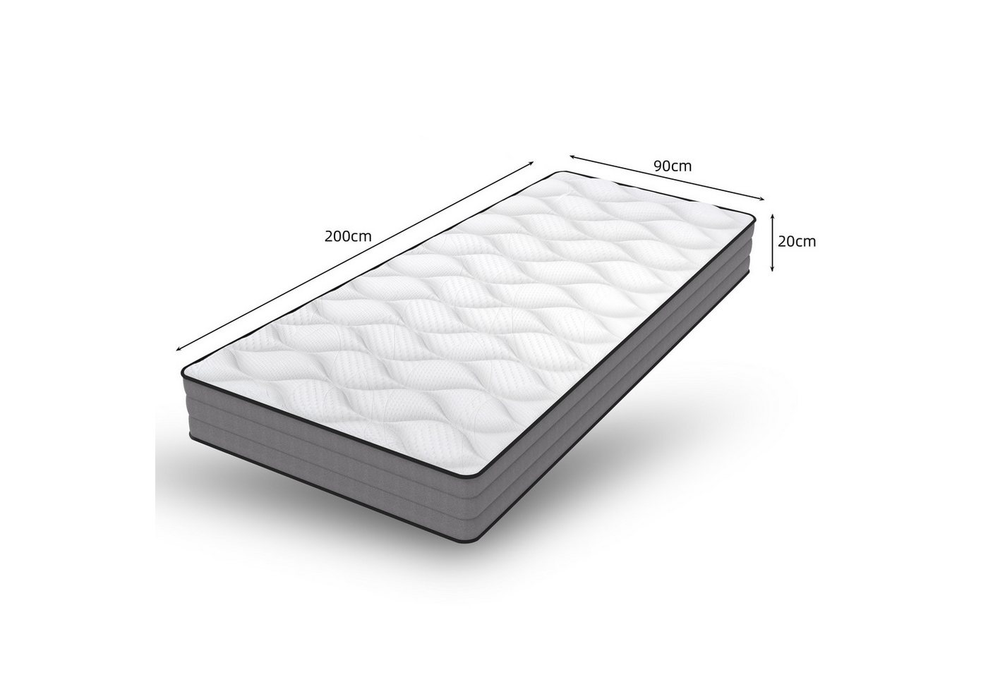 Taschenfederkernmatratze, Flieks, 20 cm hoch, Federkernmatratze 90x200cm Härtegrad H3 ergonomisch 7 Zonen – Bild 2 von 5