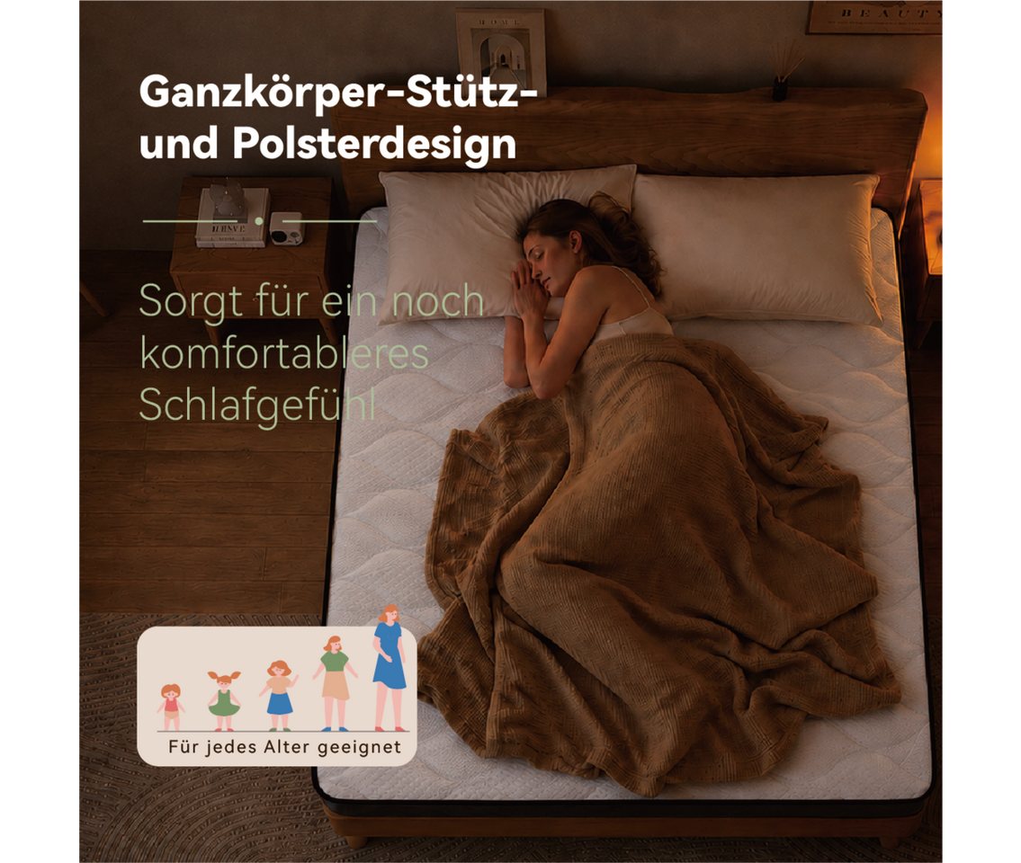 Taschenfederkernmatratze, Flieks, 20 cm hoch, Federkernmatratze 90x200cm Härtegrad H3 ergonomisch 7 Zonen – Bild 4 von 5