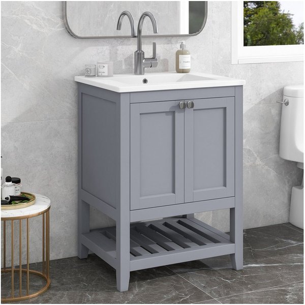 Flieks Waschtisch (1-St), Badezimmerschrank mit Waschbecken, Badmöbel in Breite 60 cm