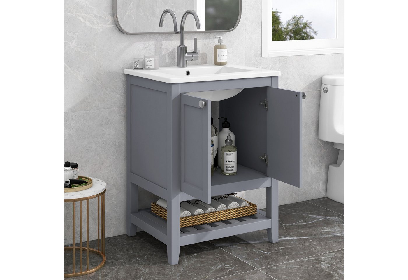 Flieks Waschtisch (1-St), Badezimmerschrank mit Waschbecken, Badmöbel in Breite 60 cm – Bild 2 von 5