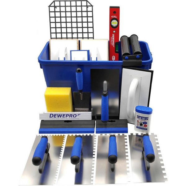DEWEPRO Fliesenrollenwasch-Set DEWEPRO Profi Fliesenleger Waschset 20-teilig 22l Box Werkzeug Zubehö, (20-tlg., DEWEPRO Profi Fliesenleger Waschset 20-teilig 22
