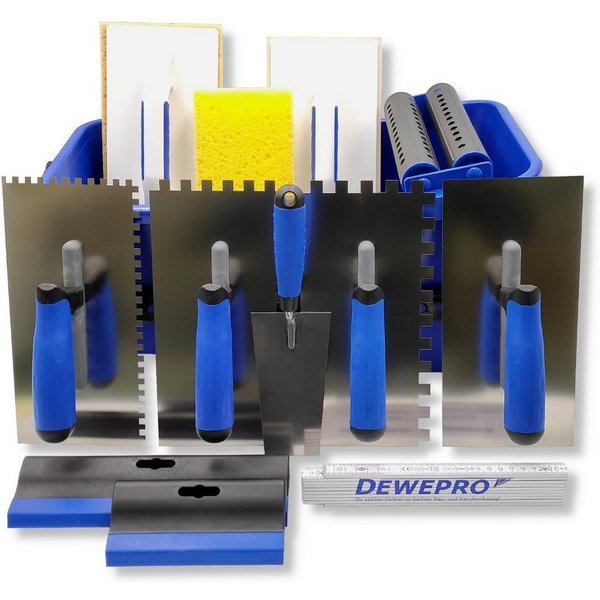 DEWEPRO Fliesenrollenwasch-Set DEWEPRO Profi Fliesenleger Waschset 15-teilig 20l Box Werkzeug Zubehö, (15-tlg., DEWEPRO Profi Fliesenleger Waschset 15-teilig 20