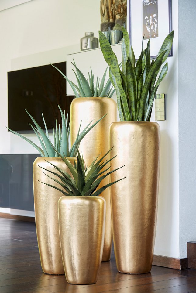 Flingora Bodenvase Cleo, mit Einsatz - Fiberglas - Indoor - Gold - Höhe 51 cm – Bild 3 von 4