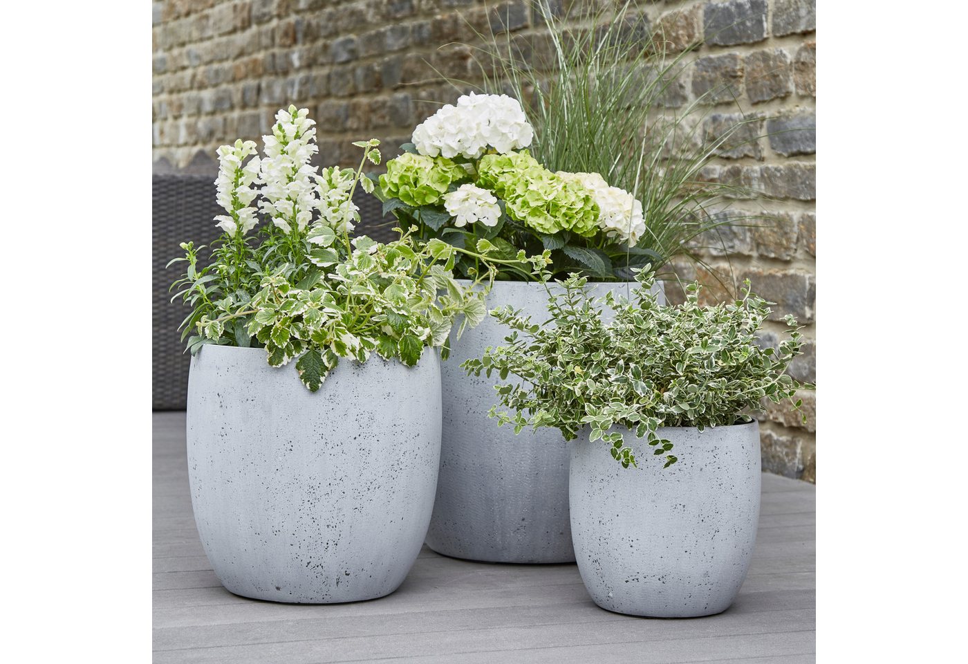 Flingora Pflanzkübel Dao, mit Einsatz - Fiberglas - Indoor & Outdoor - Zementgrau - Ø 30 cm – Bild 2 von 4