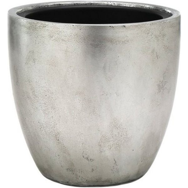 Flingora Pflanzkübel Faye, mit Einsatz - Fiberglas - Indoor - Silber - Ø 30 cm