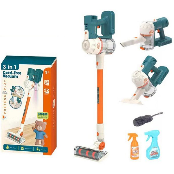 Flintry Kinder-Staubsauger 3-in-1-Kinder-Staubsauger,Spielzeugstaubsauger für Kinder ab 3 Jahren, mit Licht und Sound,Kinderstaubsauger mit Echter Saugfunktion