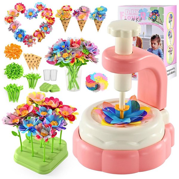 Flintry Kreativset Flower Schmuck-Bastelset,Paper Art Flowers & Butterflies,Geschenke, Blumenpress-Bastelset für Kinder,DIY Set Blumen Garten,für 3-12 Jahre