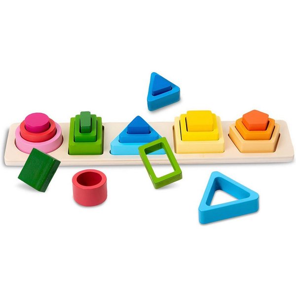 Flintry Lernspielzeug Montessori Spielzeug Geometrisches Holzspielzeug für Stapelspiel, mit Bunten Formen Lernspielzeug Motorischen Fähigkeiten