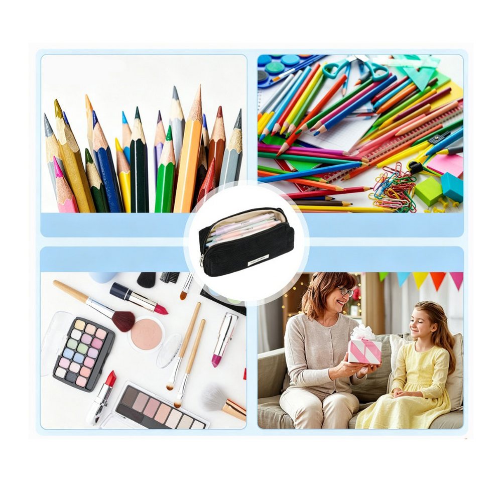 Flintry Schreibgeräteetui Großes Cord Federmäppchen, Stifteetui für Mädchen & Teenager, (1-tlg), Mäppchen für Schule, Uni & Büro – Bild 5 von 5