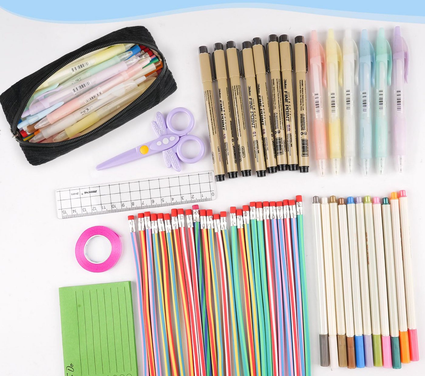 Flintry Schreibgeräteetui Großes Cord Federmäppchen, Stifteetui für Mädchen & Teenager, (1-tlg), Mäppchen für Schule, Uni & Büro – Bild 2 von 5