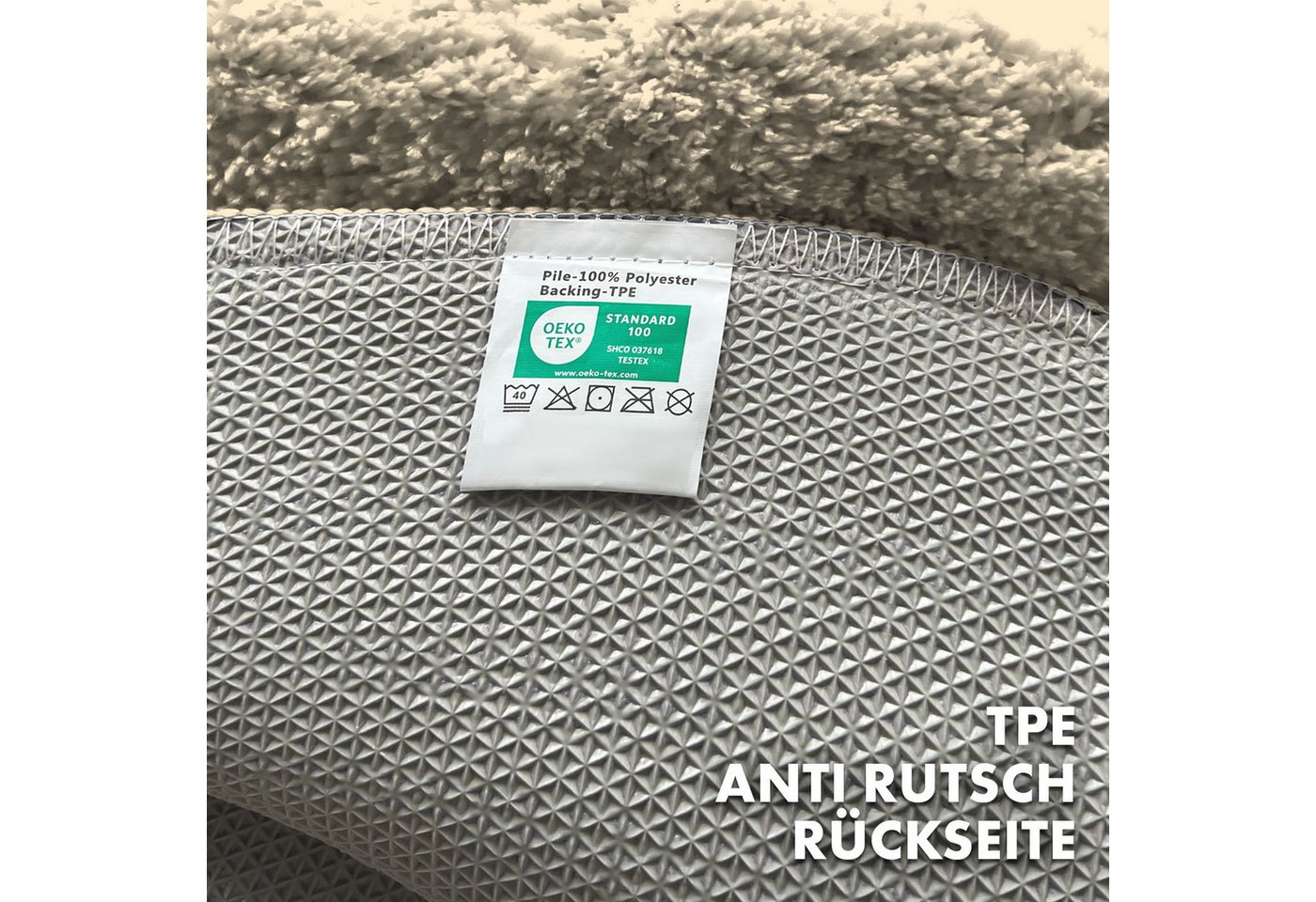 Floordirekt Badematte Maris, ausfranssicher, verschiedene Farben, aus weicher Mikrofaser, Höhe 15 mm, rutschhemmend beschichtet, fusselfrei, Polyester, Rund, 12 – Bild 4 von 5