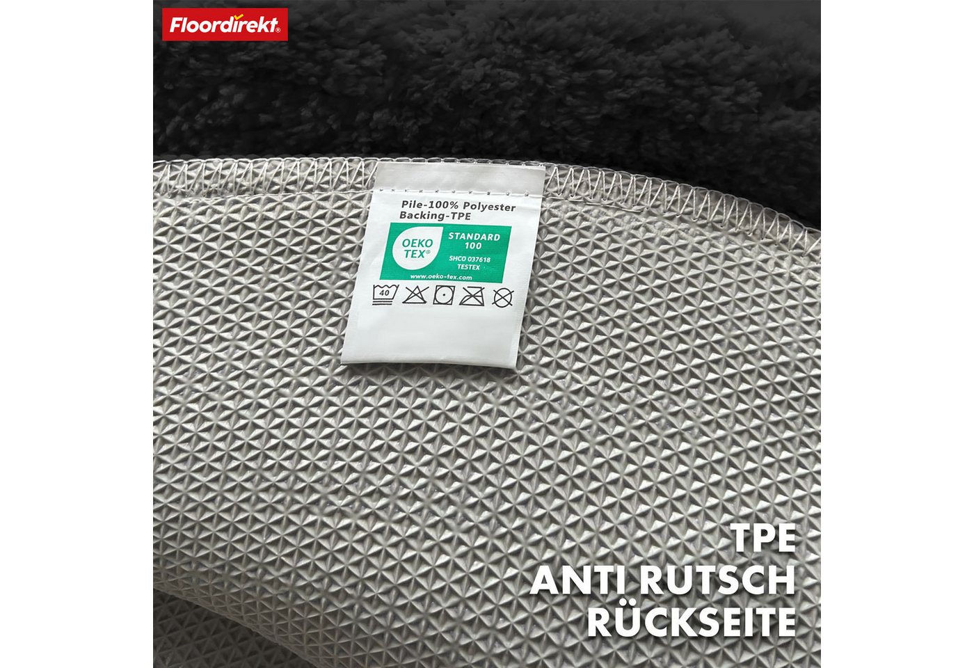 Floordirekt Badematte Maris, ausfranssicher, verschiedene Farben, aus weicher Mikrofaser, Höhe 15 mm, rutschhemmend beschichtet, fusselfrei, Polyester, Rund, 12 – Bild 4 von 5