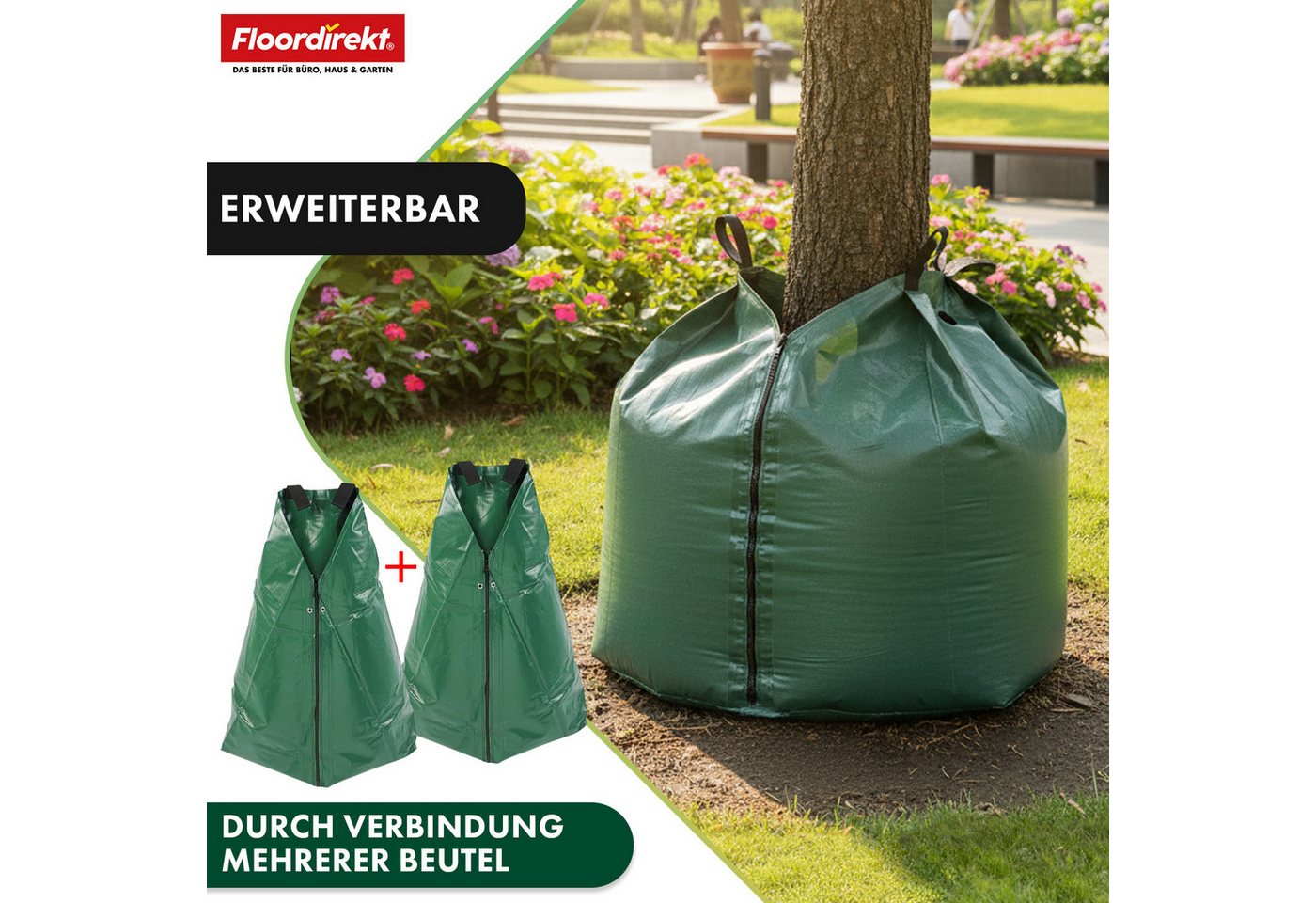 Floordirekt Bewässerungssystem, Bewässerungsbeutel für Bäume, Bewässerungssack 75L oder 100L, (1-tlg., auch für Gartenabfälle nutzbar), mit Tropfsystem & Reißve – Bild 4 von 5