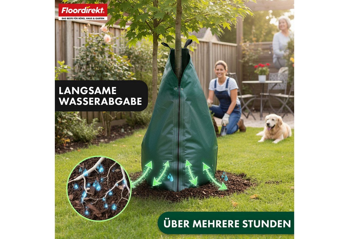 Floordirekt Bewässerungssystem, Bewässerungsbeutel für Bäume, Bewässerungssack 75L oder 100L, (1-tlg., auch für Gartenabfälle nutzbar), mit Tropfsystem & Reißve – Bild 5 von 5