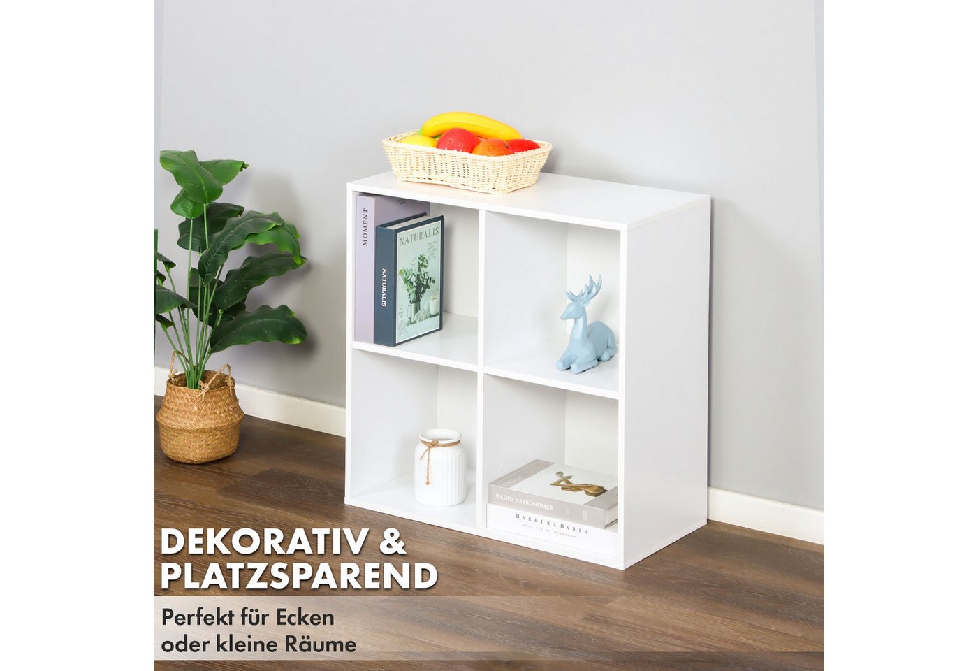 Floordirekt Bücherregal California, platzsparendes Regal aus Holzwerkstoff mit Kipp-Sicherung, 4 Fächer 1-tlg., Standregal 59,6 x 29 x 59,8 cm mit Montagemateri – Bild 3 von 5