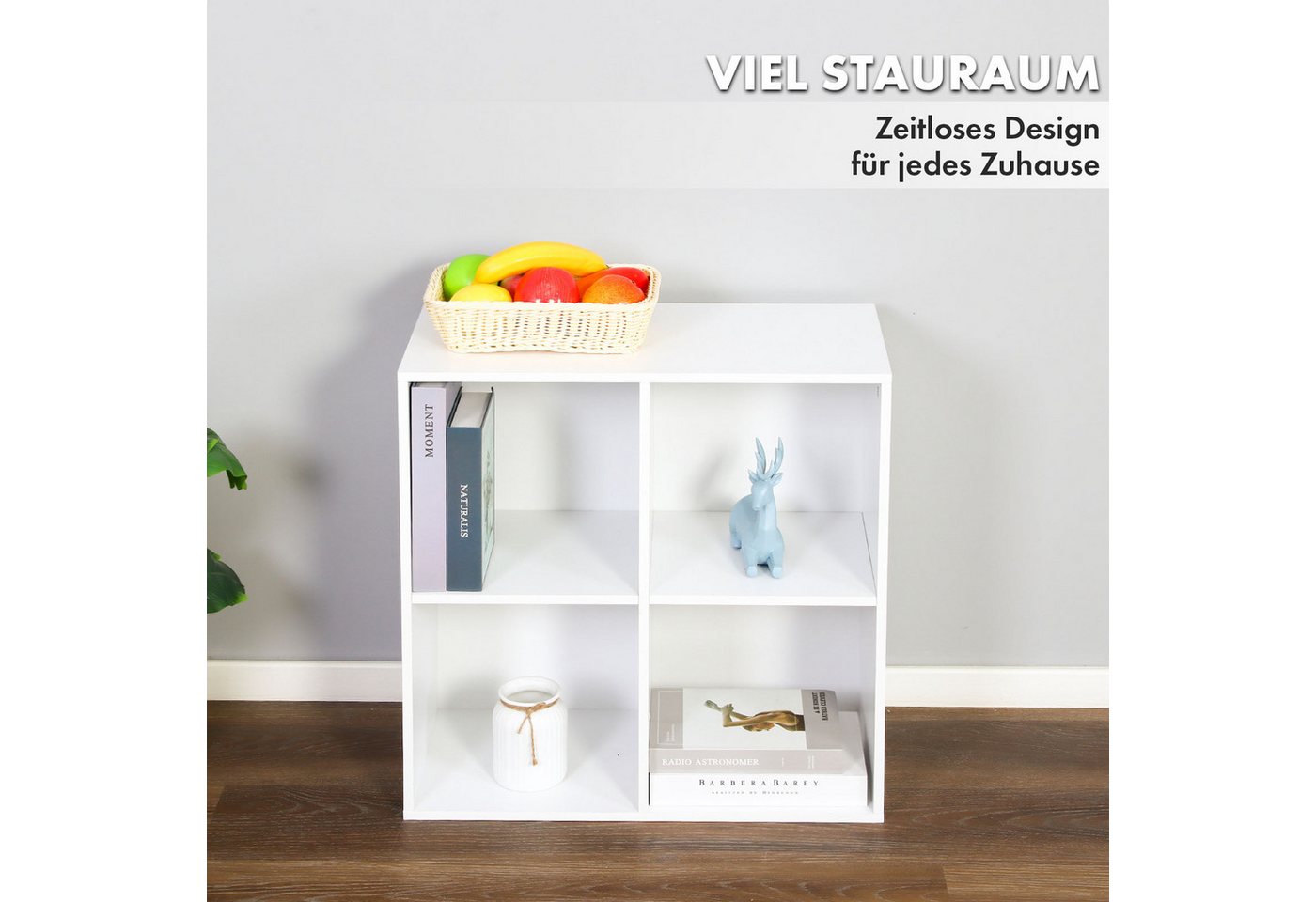 Floordirekt Bücherregal California, platzsparendes Regal aus Holzwerkstoff mit Kipp-Sicherung, 4 Fächer 1-tlg., Standregal 59,6 x 29 x 59,8 cm mit Montagemateri – Bild 4 von 5