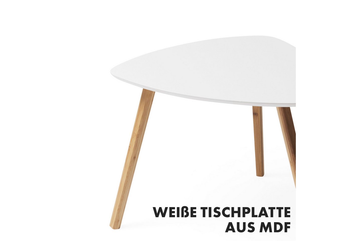 Floordirekt Couchtisch Oregon, Beistelltisch weiß, Bambus & MDF Wohnzimmertisch modern (Set, 2-St., 40 & 60 cm Breite), platzsparender, kleiner weißer Tisch Woh – Bild 3 von 5