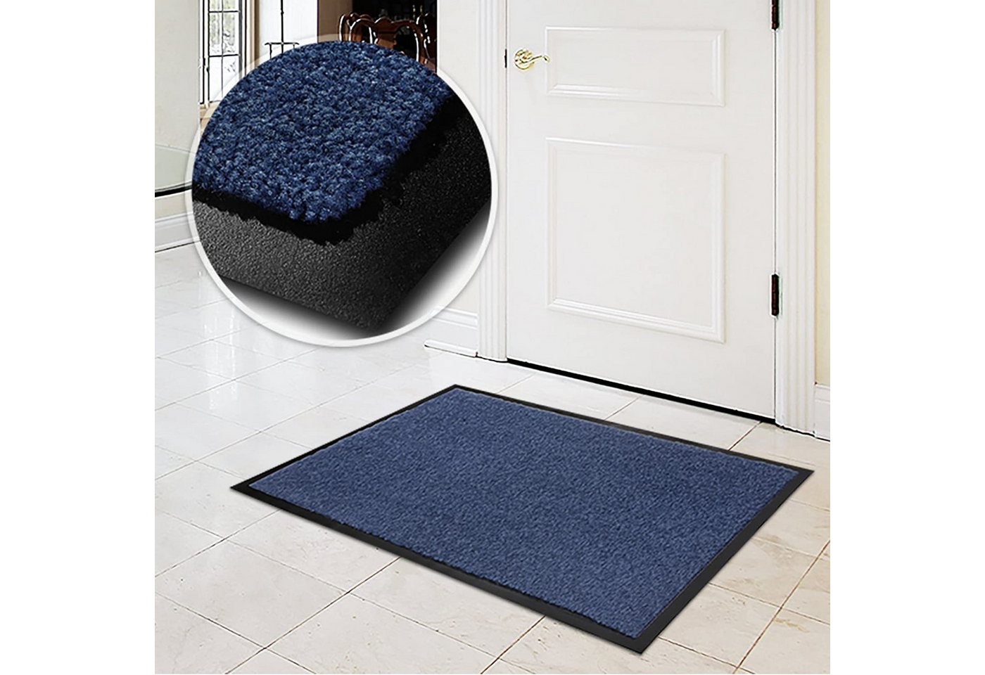 Floordirekt Fußmatte Monochrom, Rutschfeste Schmutzfangmatte Indoor, 30°C Maschinenwaschbar, Rechteckig, Höhe: 7 mm, Geeignet für Trockner & Fußbodenheizungen,  – Bild 5 von 5