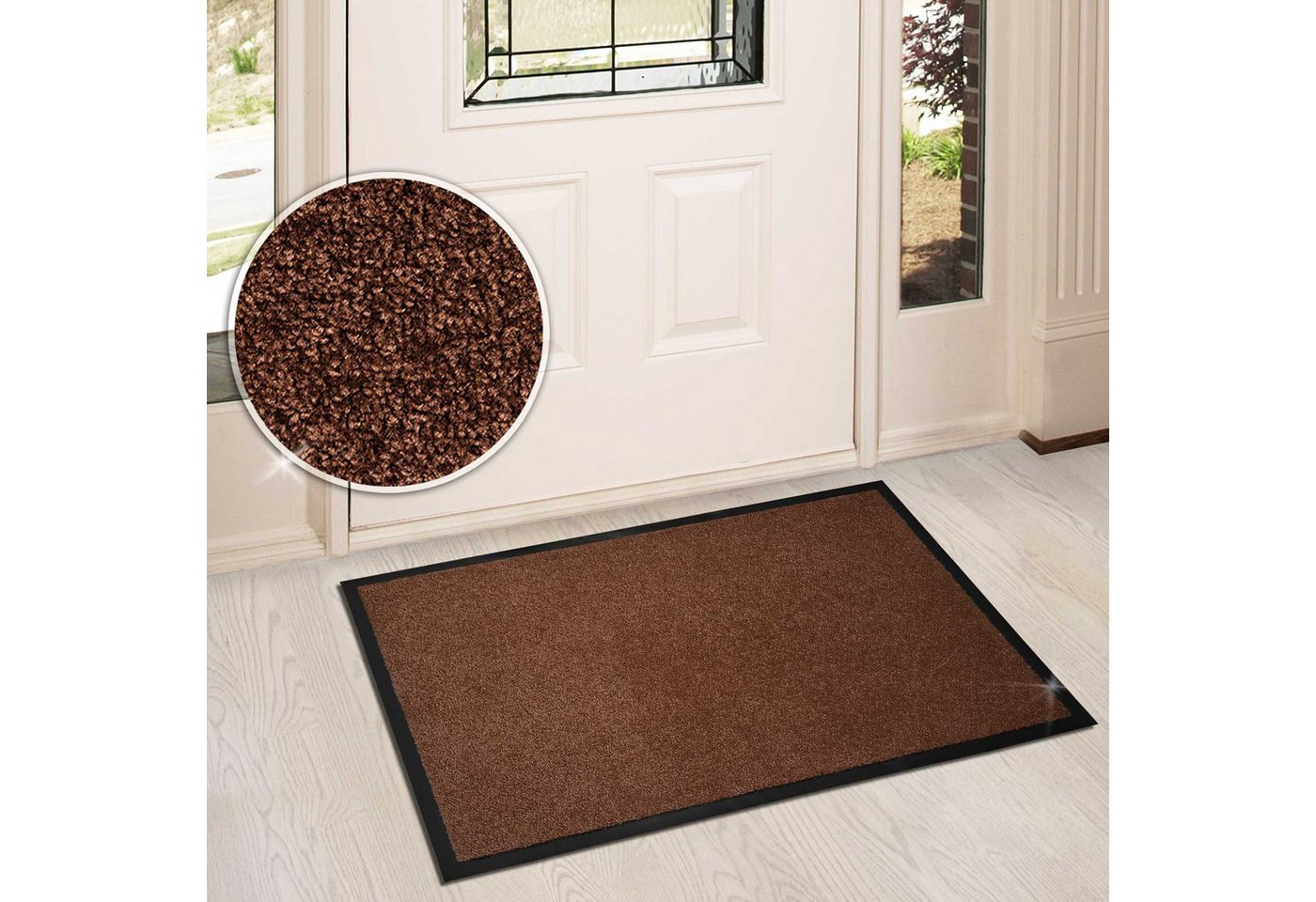 Floordirekt Fußmatte Monochrom, Rutschfeste Schmutzfangmatte Indoor, 30°C Maschinenwaschbar, Rechteckig, Höhe: 7 mm, Geeignet für Trockner & Fußbodenheizungen,  – Bild 5 von 5