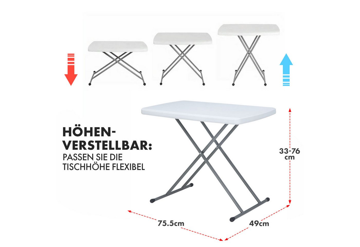 Floordirekt Klapptisch Nara, Ideal als Camping-, Party- oder Gartentisch, 49 x 75,5 x 76 cm – Bild 2 von 5