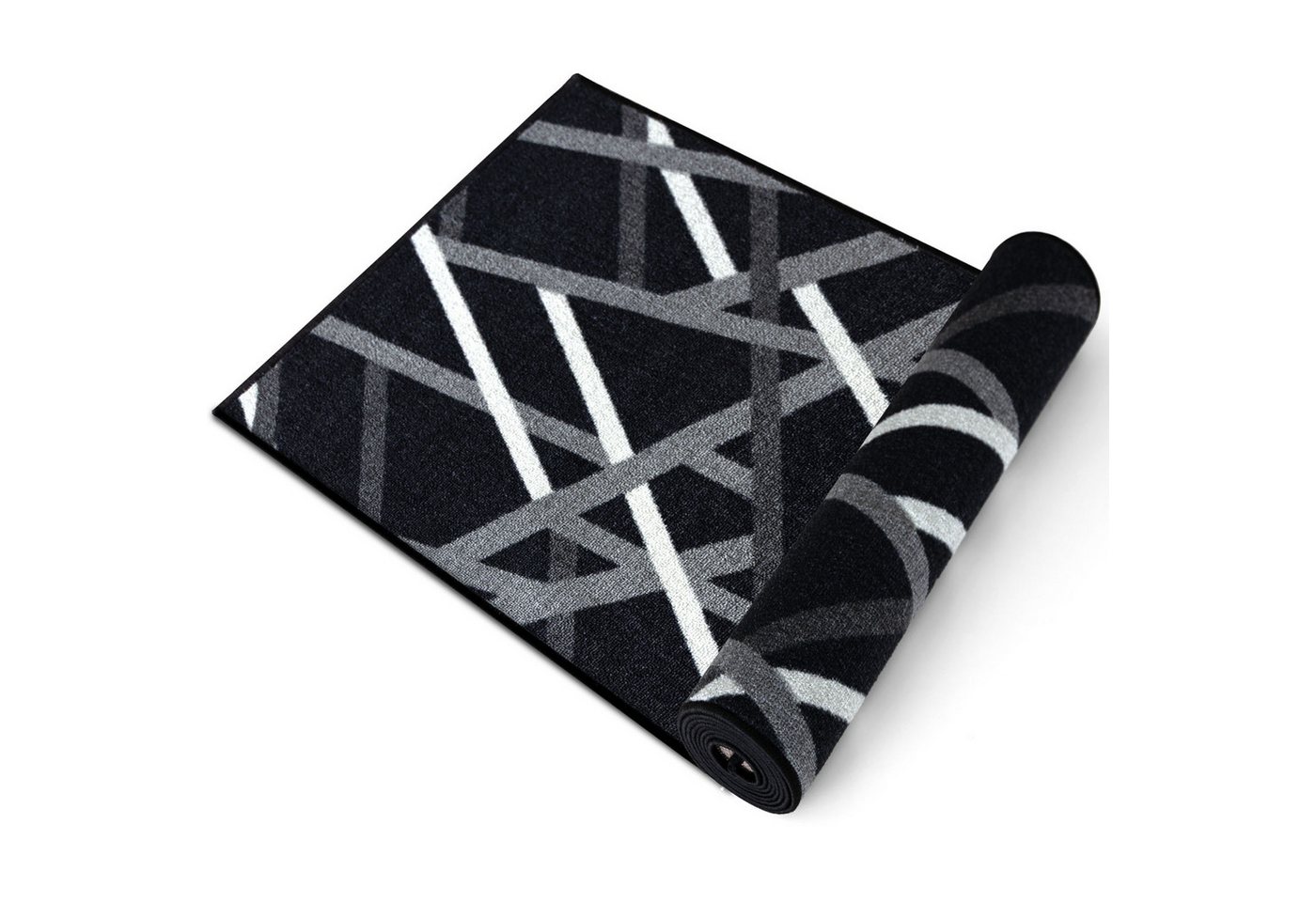 Floordirekt Läufer Printed, modernes Streifen Design, strapazierfähiger Flur Läufer, Rechteckig, rutschfeste Rückseite, für Flur, Küche & Eingang, Schwarz - 67x – Bild 4 von 5